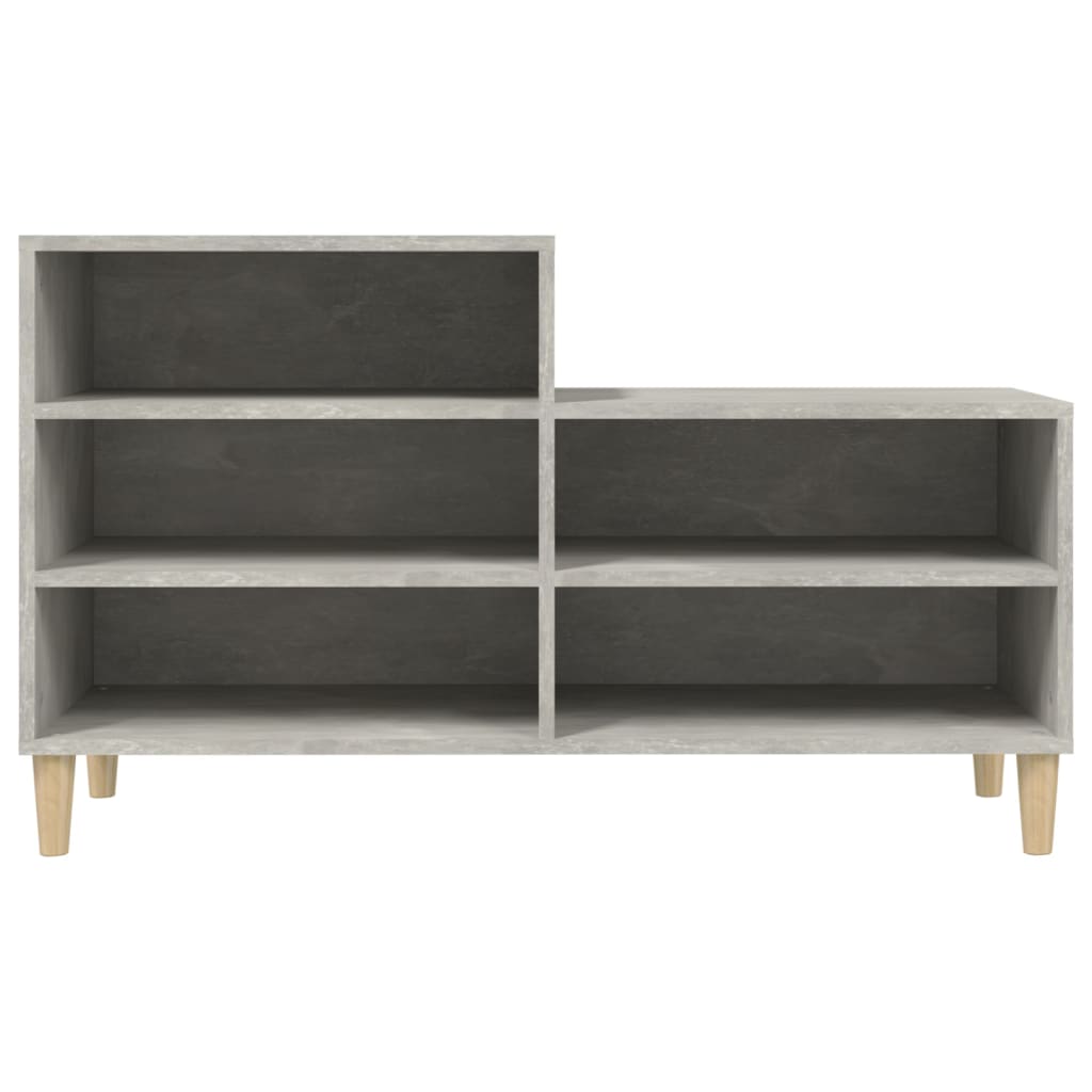 Étagère à chaussures gris béton 102x36x60 cm en bois