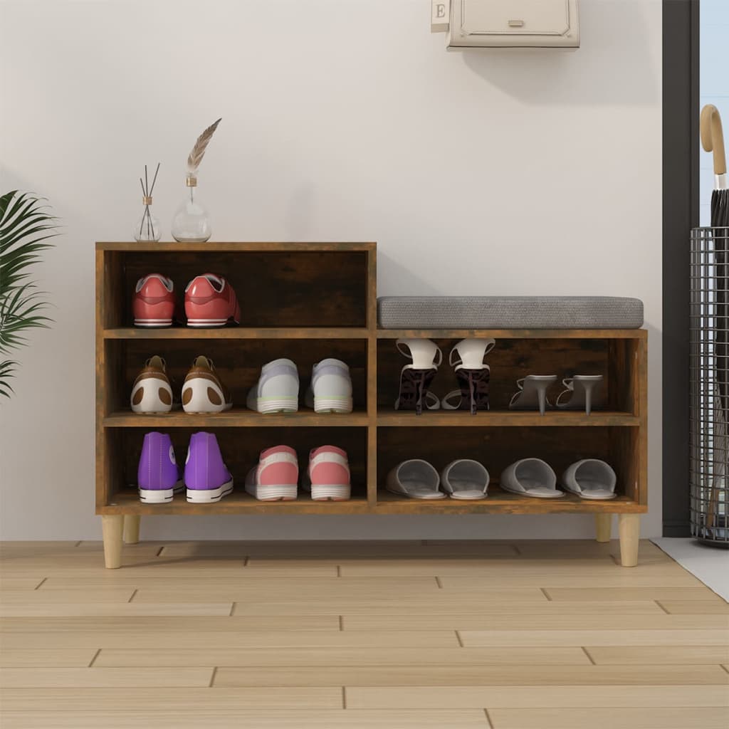 Shoe rack smoked oak 102x36x60 cm wood material