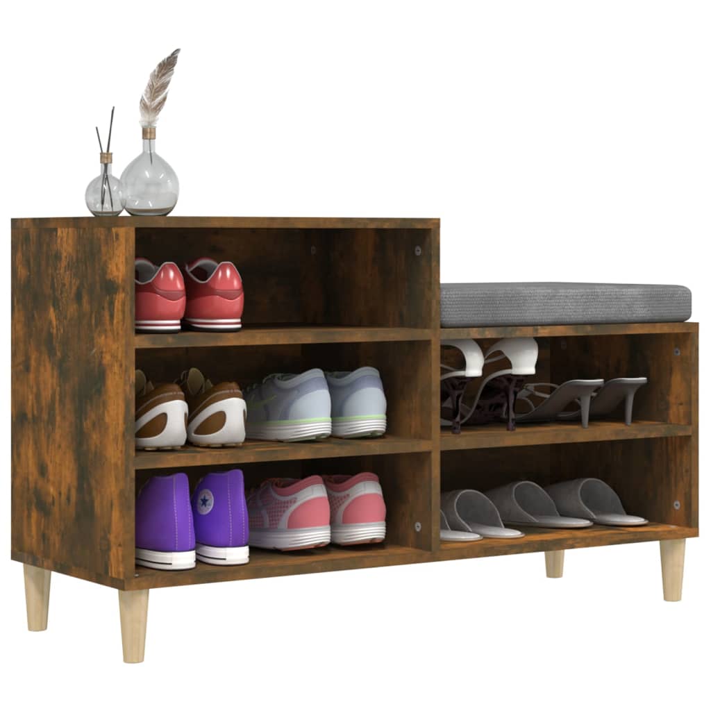 Shoe rack smoked oak 102x36x60 cm wood material