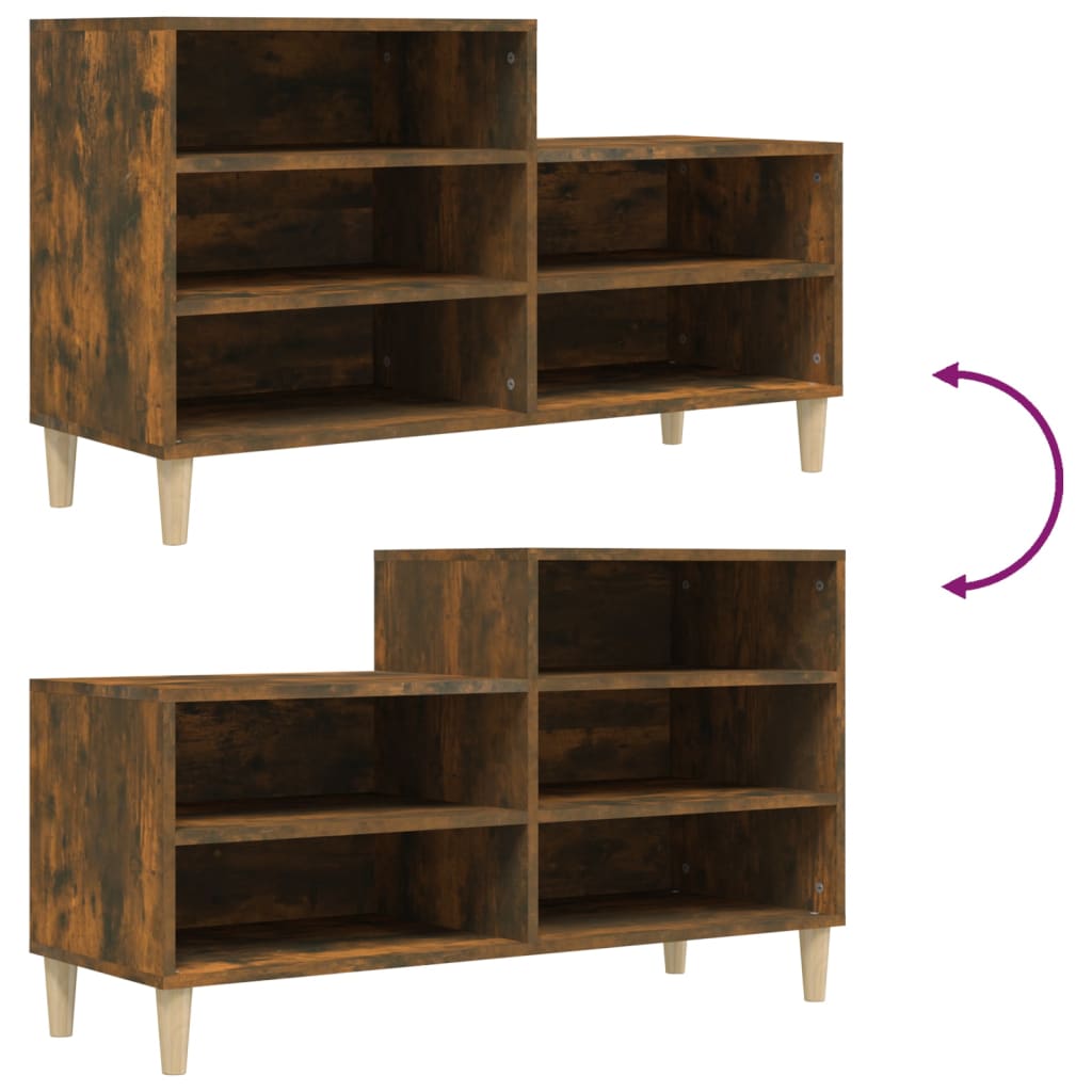 Shoe rack smoked oak 102x36x60 cm wood material