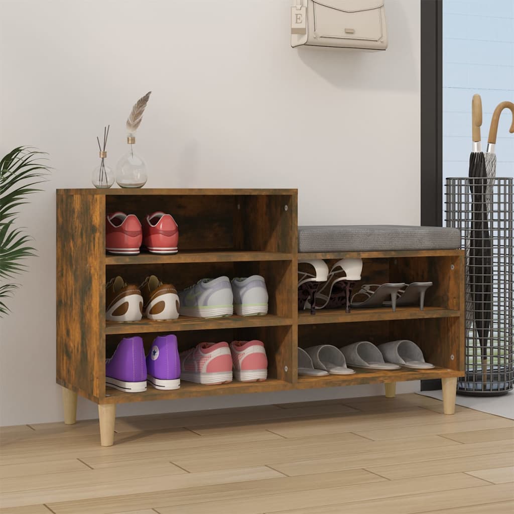 Shoe rack smoked oak 102x36x60 cm wood material