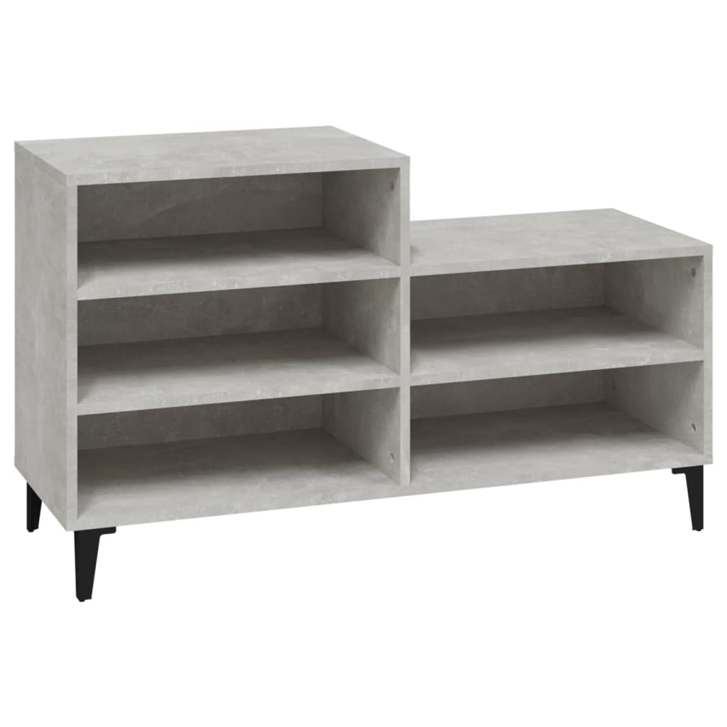 Étagère à chaussures gris béton 102x36x60 cm en bois