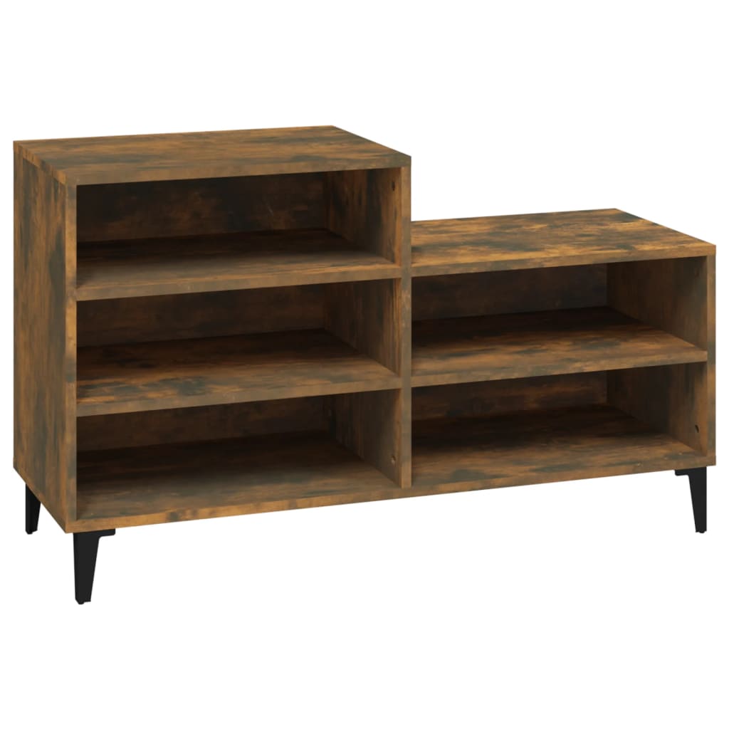 Shoe rack smoked oak 102x36x60 cm wood material