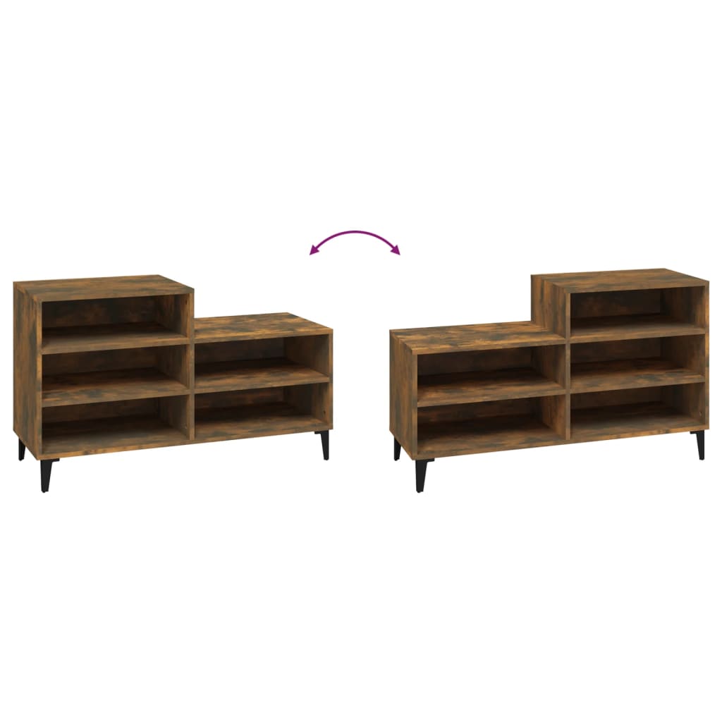 Shoe rack smoked oak 102x36x60 cm wood material