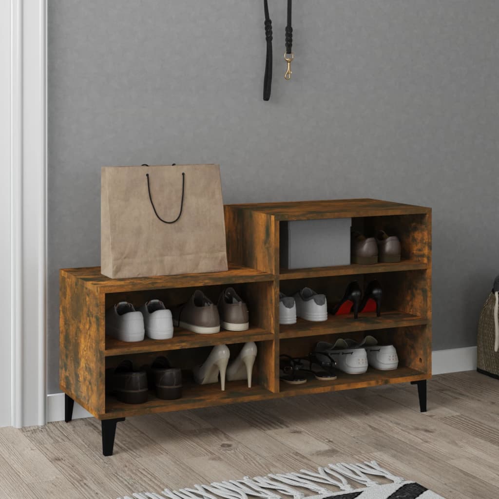 Shoe rack smoked oak 102x36x60 cm wood material