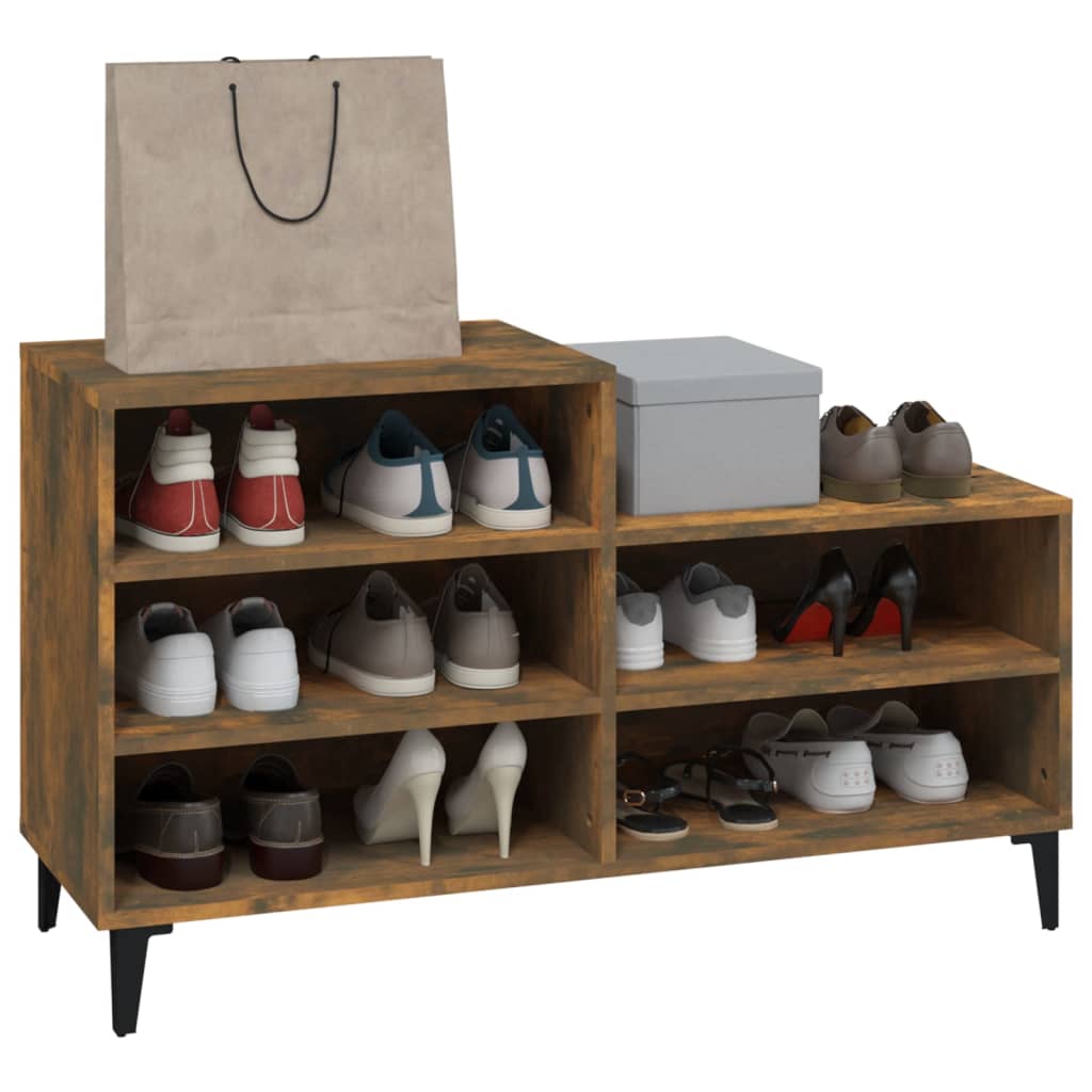 Shoe rack smoked oak 102x36x60 cm wood material