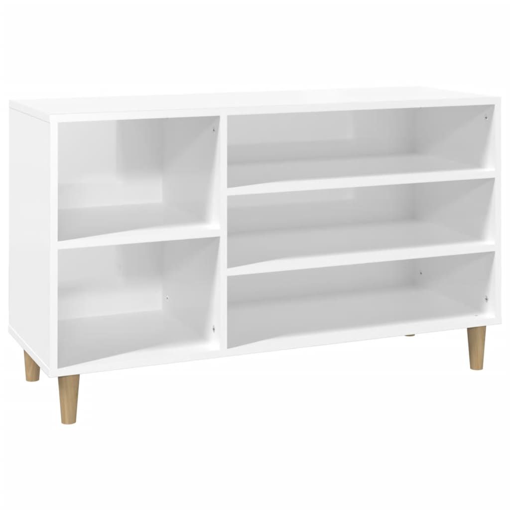 Étagère à chaussures blanc brillant 102x36x60 cm en bois