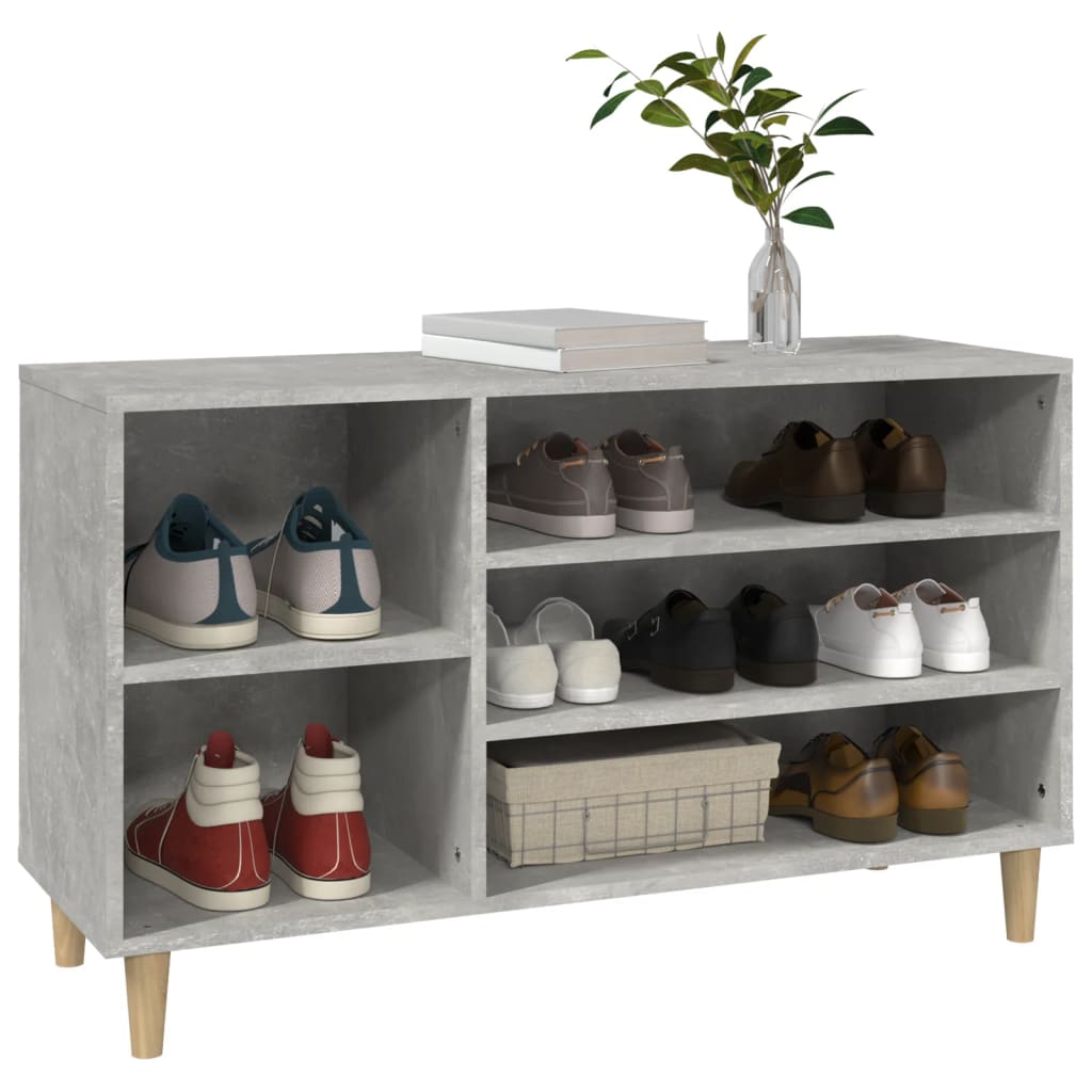 Étagère à chaussures gris béton 102x36x60 cm en bois