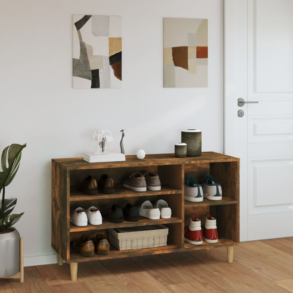 Shoe rack smoked oak 102x36x60 cm wood material
