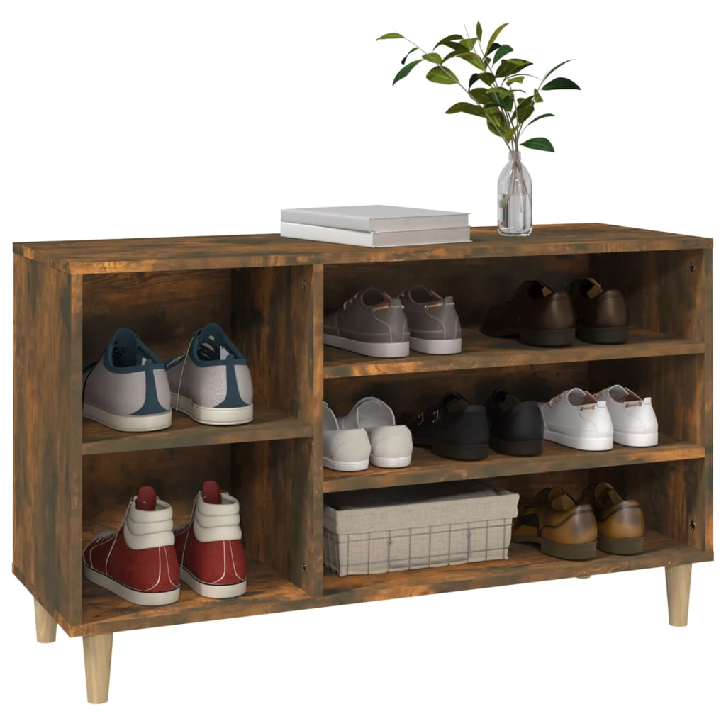 Shoe rack smoked oak 102x36x60 cm wood material