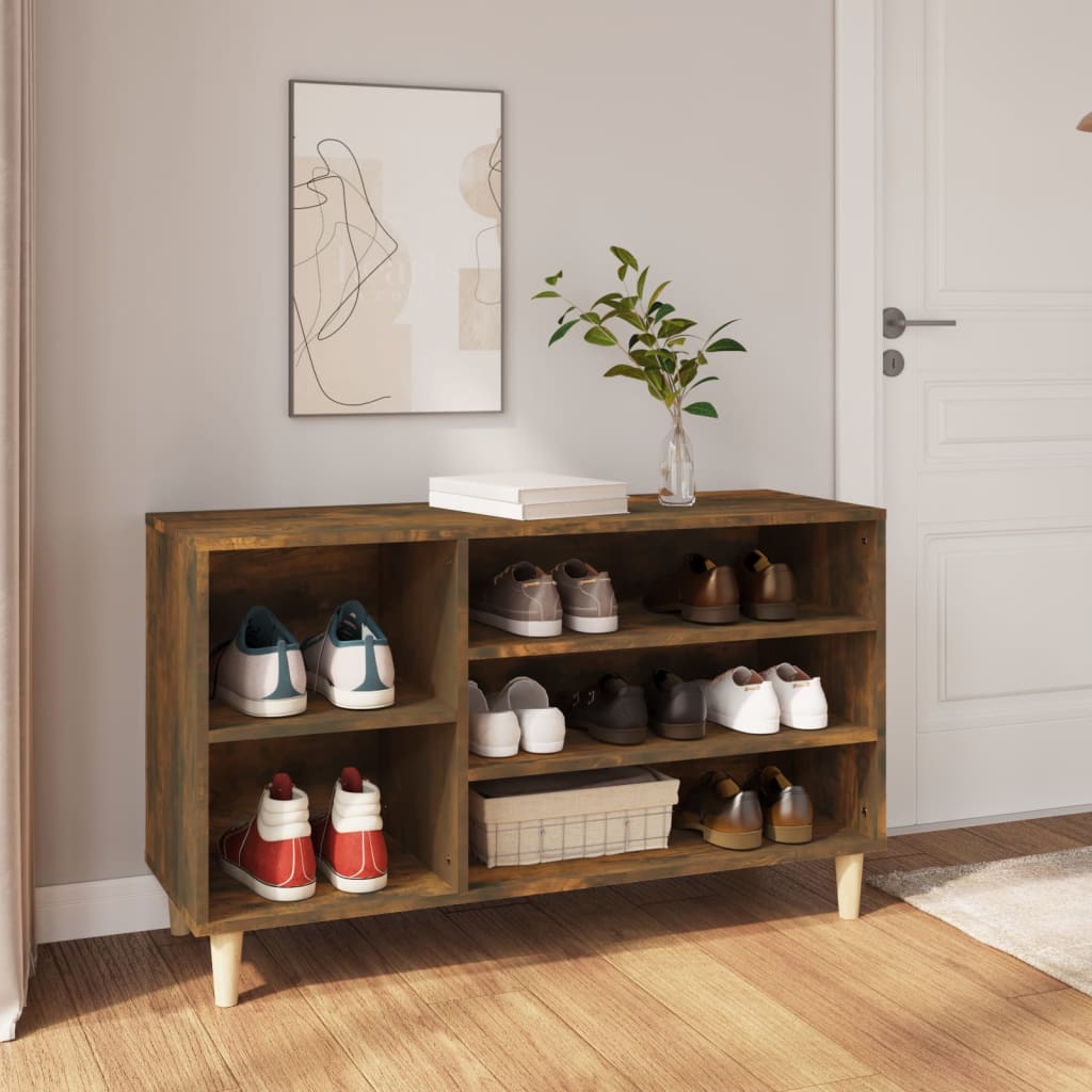 Shoe rack smoked oak 102x36x60 cm wood material