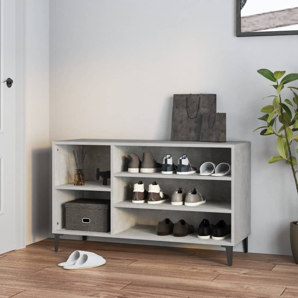 Étagère à chaussures gris béton 102x36x60 cm en bois