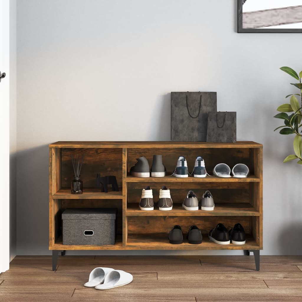 Shoe rack smoked oak 102x36x60 cm wood material