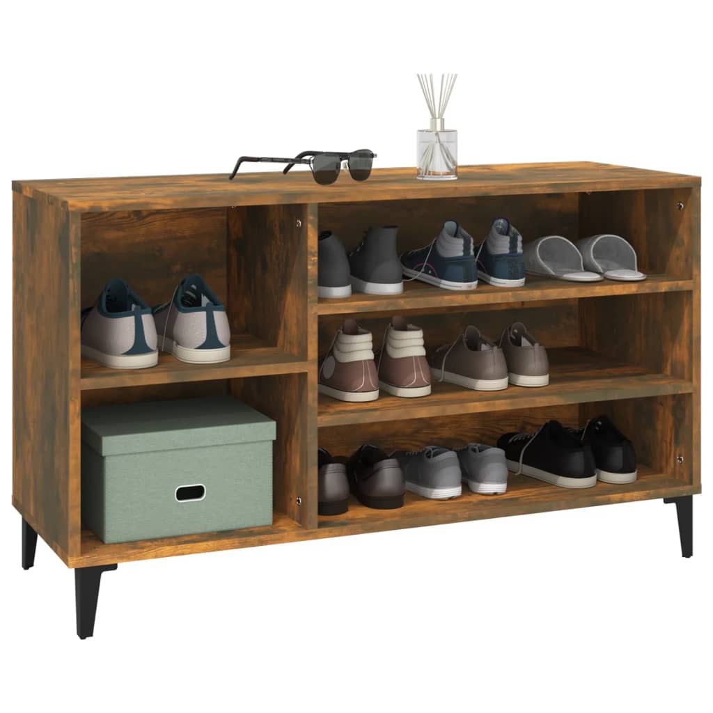 Shoe rack smoked oak 102x36x60 cm wood material