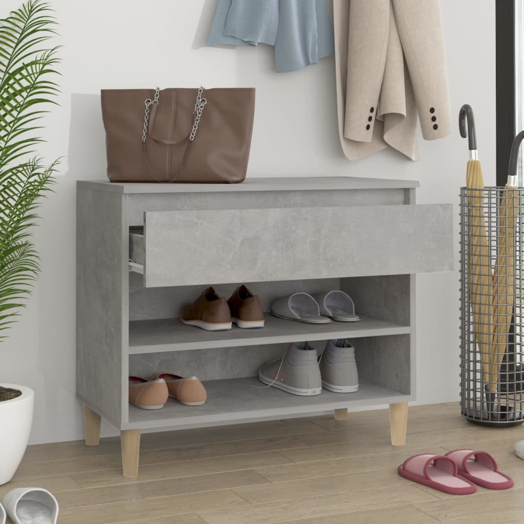 Étagère à chaussures gris béton 70x36x60 cm en bois