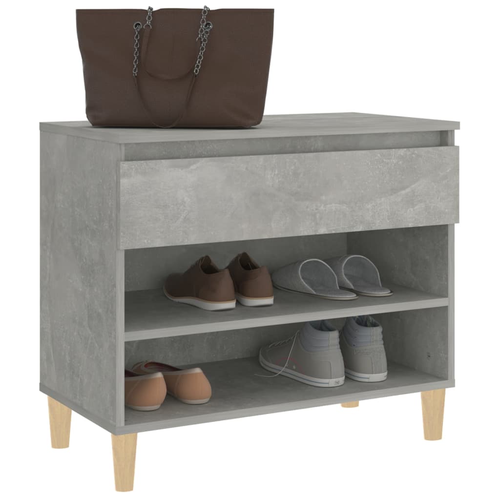 Étagère à chaussures gris béton 70x36x60 cm en bois