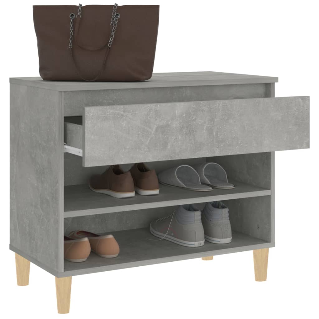Étagère à chaussures gris béton 70x36x60 cm en bois