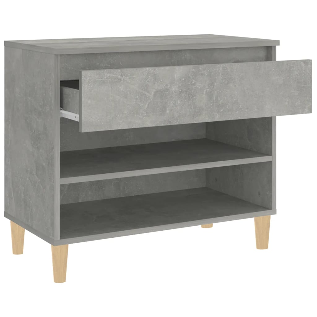 Étagère à chaussures gris béton 70x36x60 cm en bois