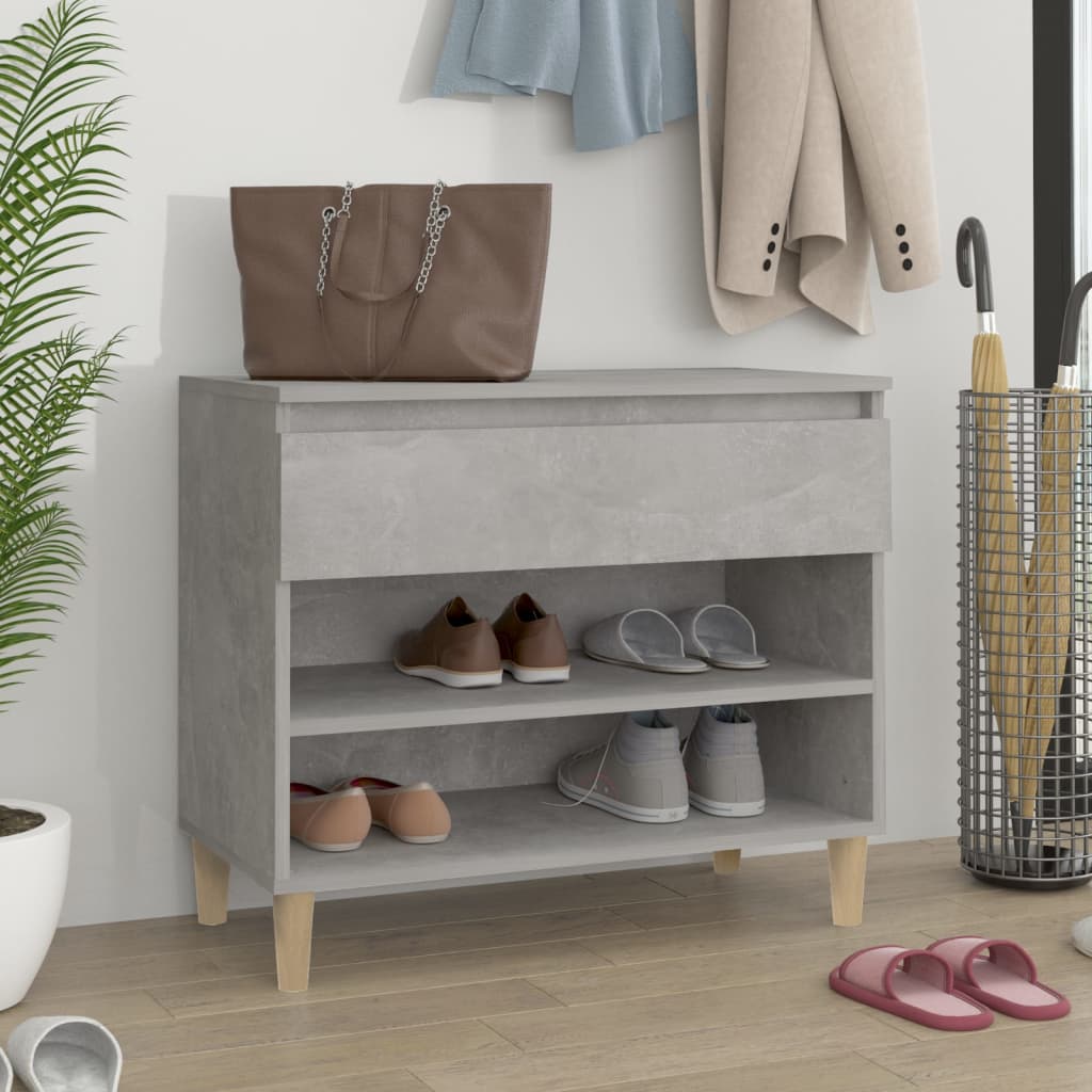 Étagère à chaussures gris béton 70x36x60 cm en bois