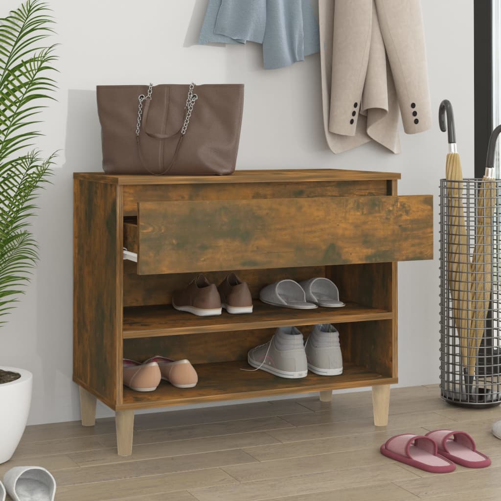 Shoe rack smoked oak 70x36x60 cm wood material