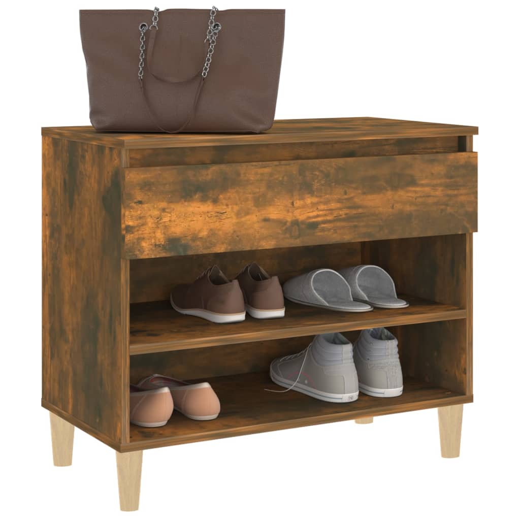 Shoe rack smoked oak 70x36x60 cm wood material