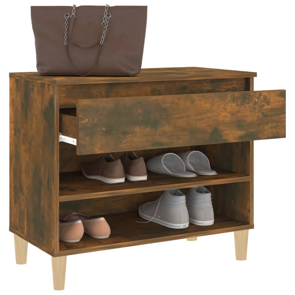 Shoe rack smoked oak 70x36x60 cm wood material
