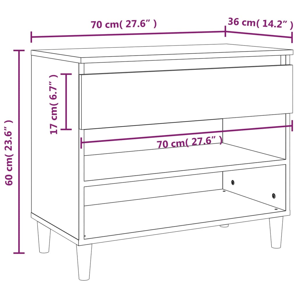 Shoe rack smoked oak 70x36x60 cm wood material