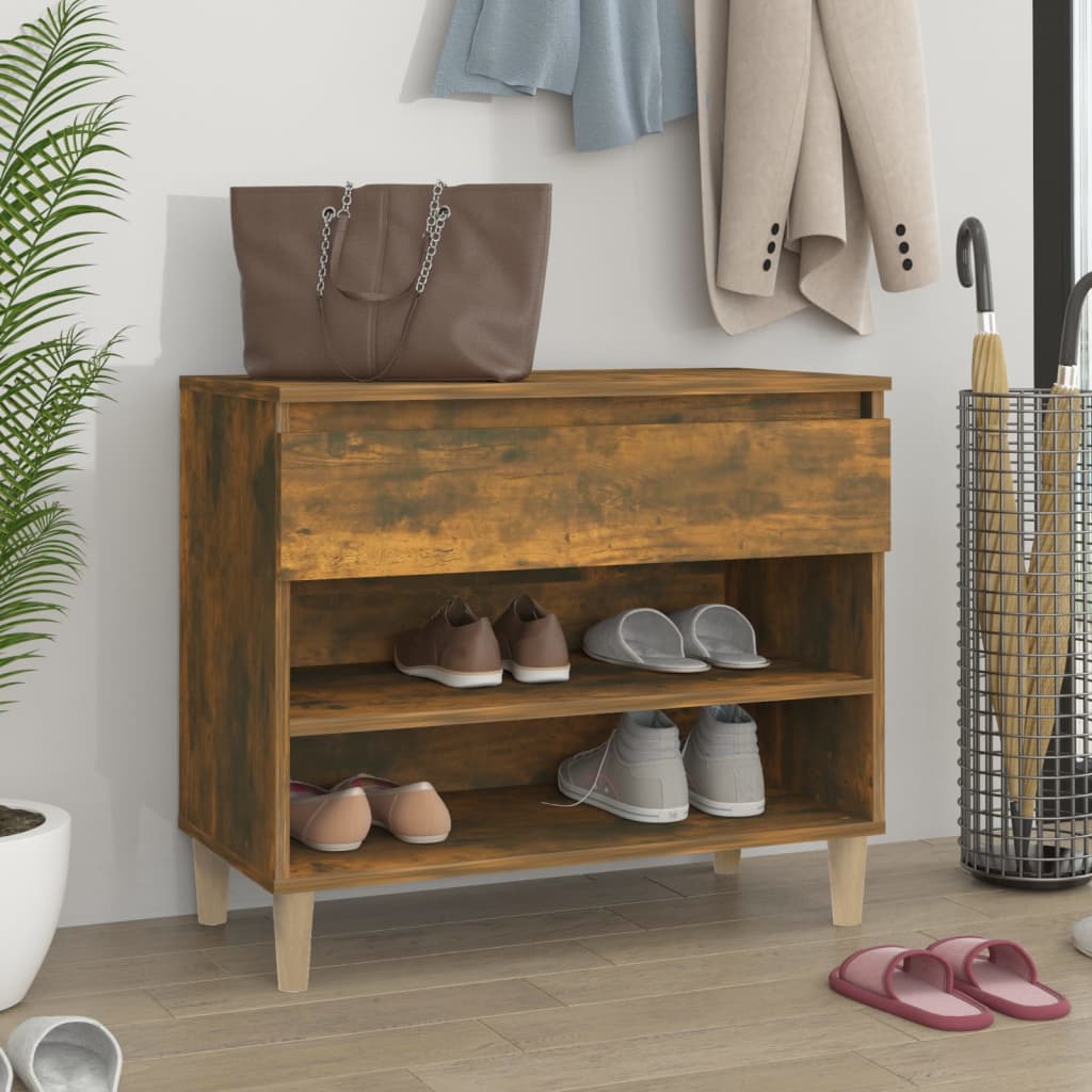 Shoe rack smoked oak 70x36x60 cm wood material