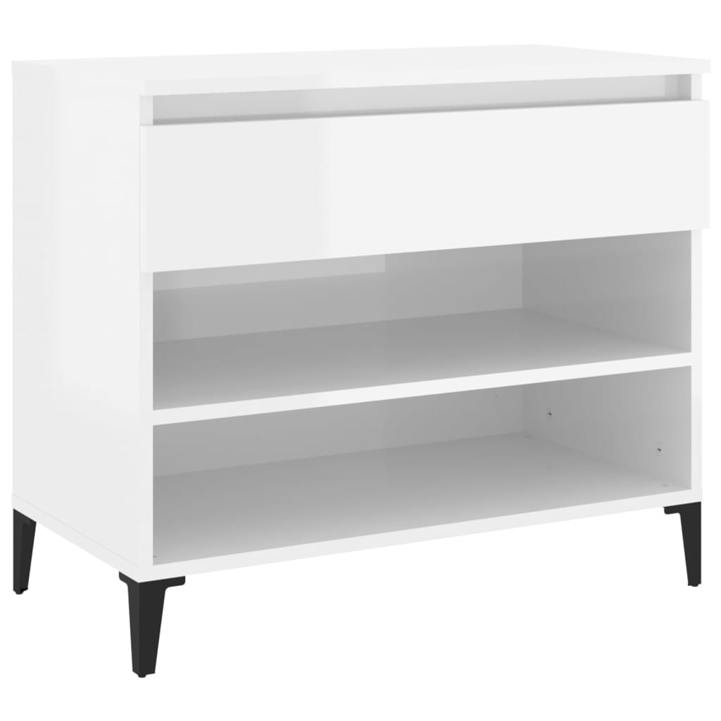 Étagère à chaussures blanc brillant 70x36x60 cm en bois