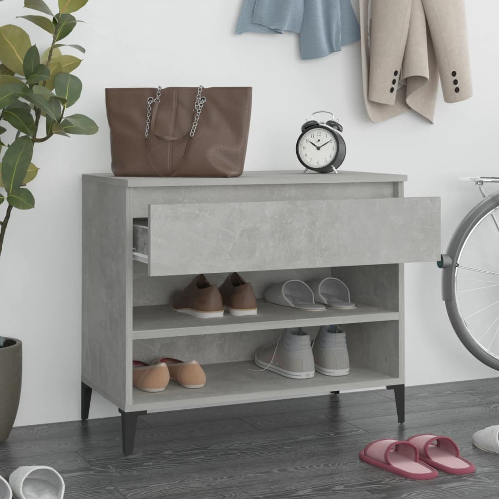 Étagère à chaussures gris béton 70x36x60 cm en bois