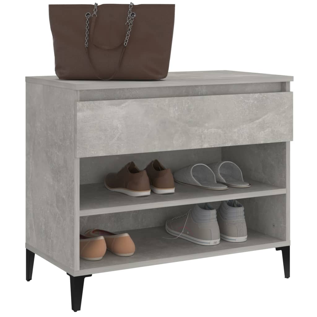 Étagère à chaussures gris béton 70x36x60 cm en bois