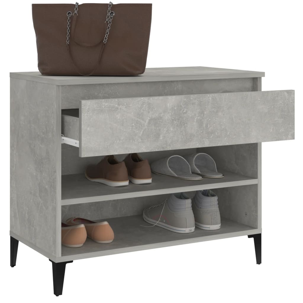 Étagère à chaussures gris béton 70x36x60 cm en bois