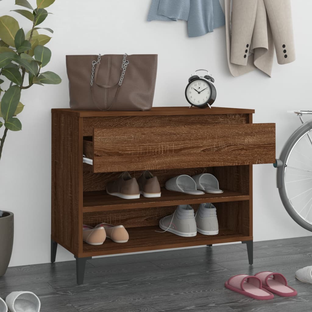 Shoe rack smoked oak 70x36x60 cm wood material