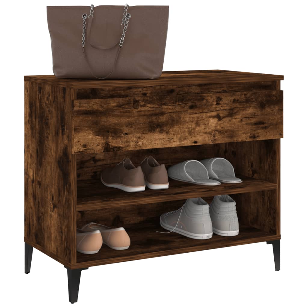 Shoe rack smoked oak 70x36x60 cm wood material