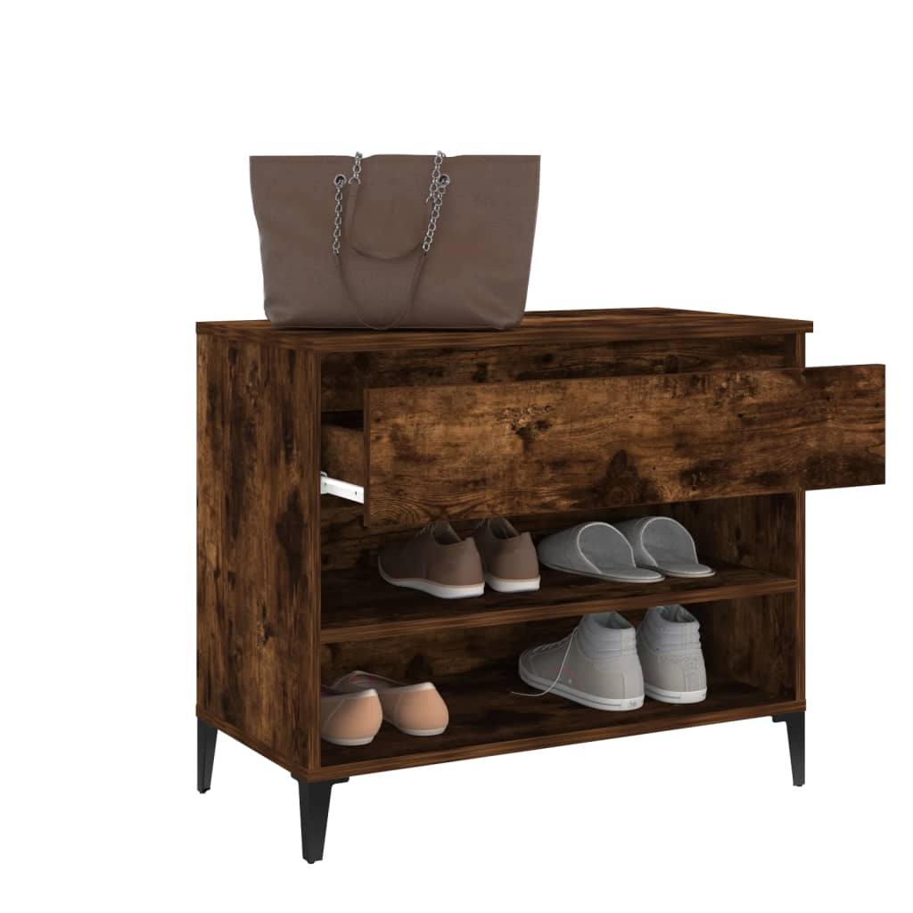 Shoe rack smoked oak 70x36x60 cm wood material