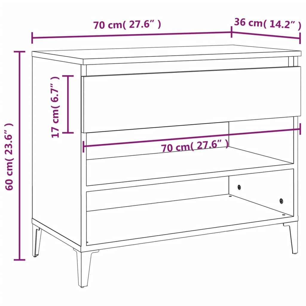 Shoe rack smoked oak 70x36x60 cm wood material
