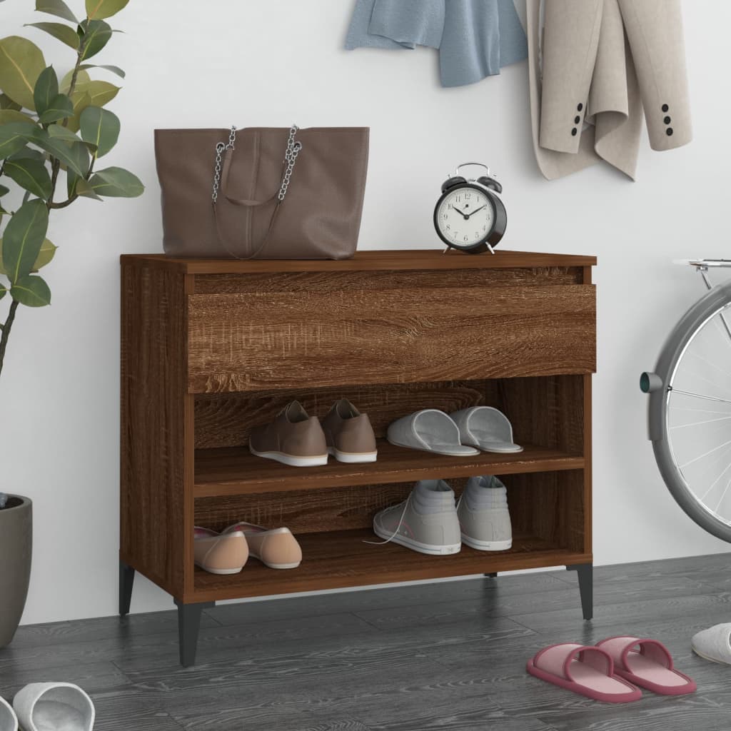 Shoe rack smoked oak 70x36x60 cm wood material