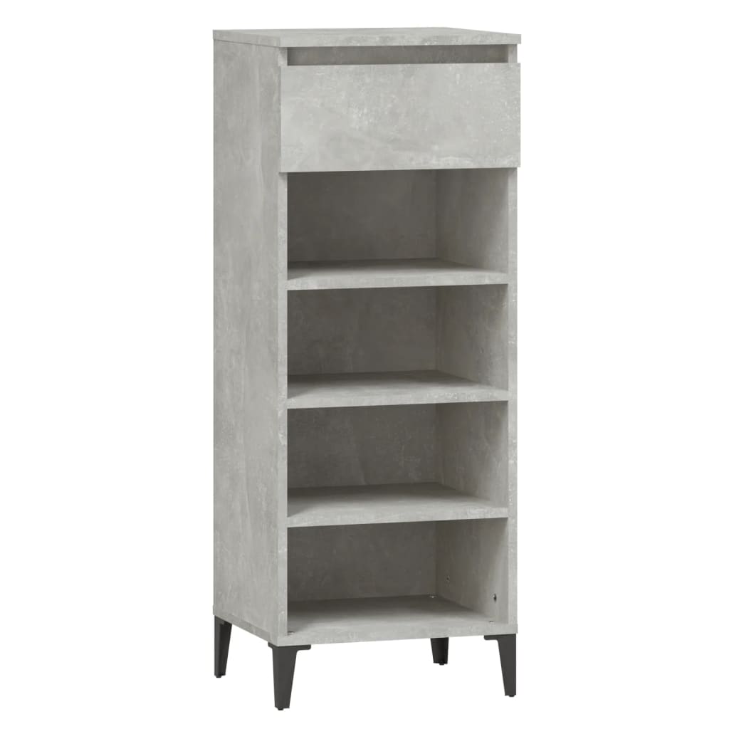 Étagère à chaussures gris béton 40x36x105 cm en bois