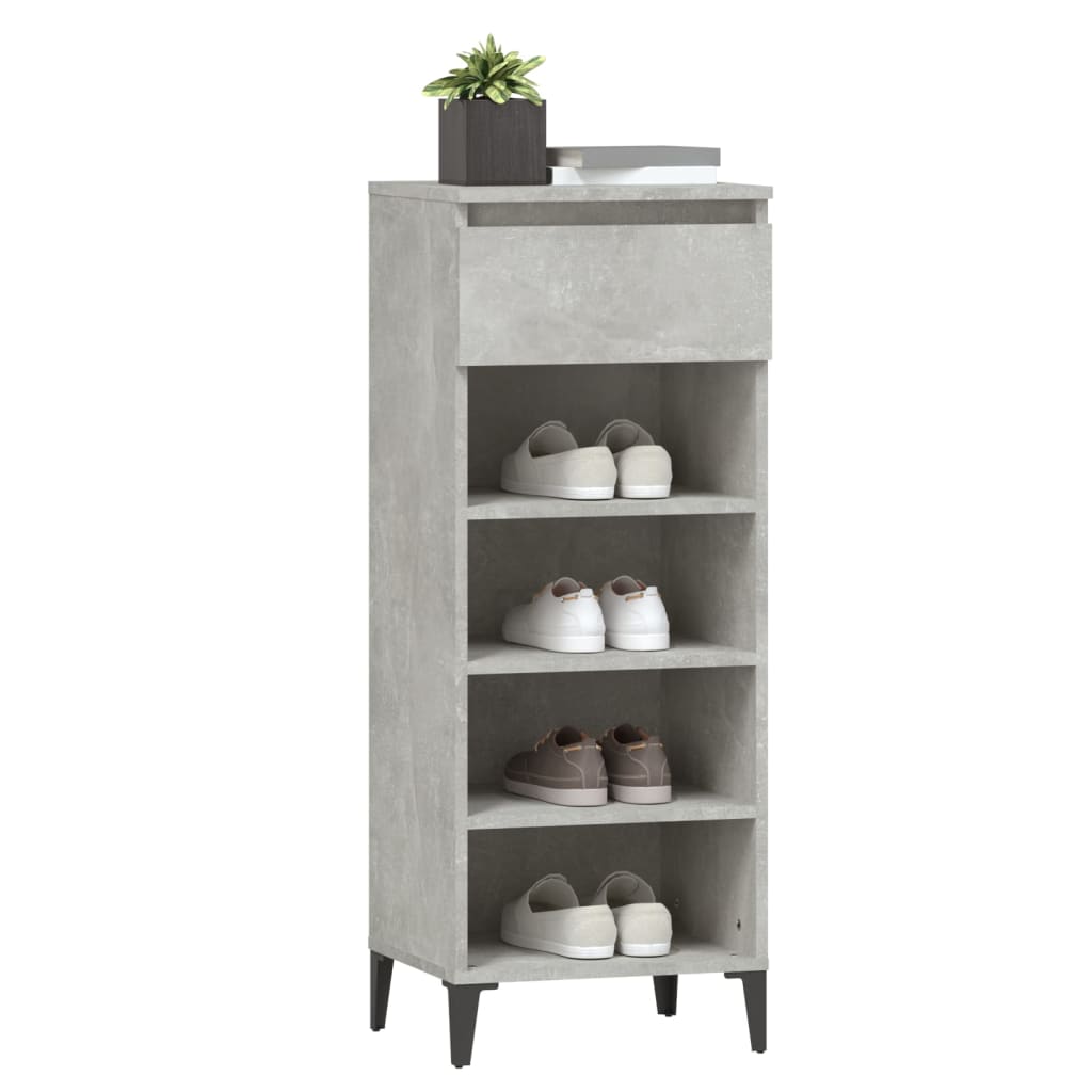 Étagère à chaussures gris béton 40x36x105 cm en bois