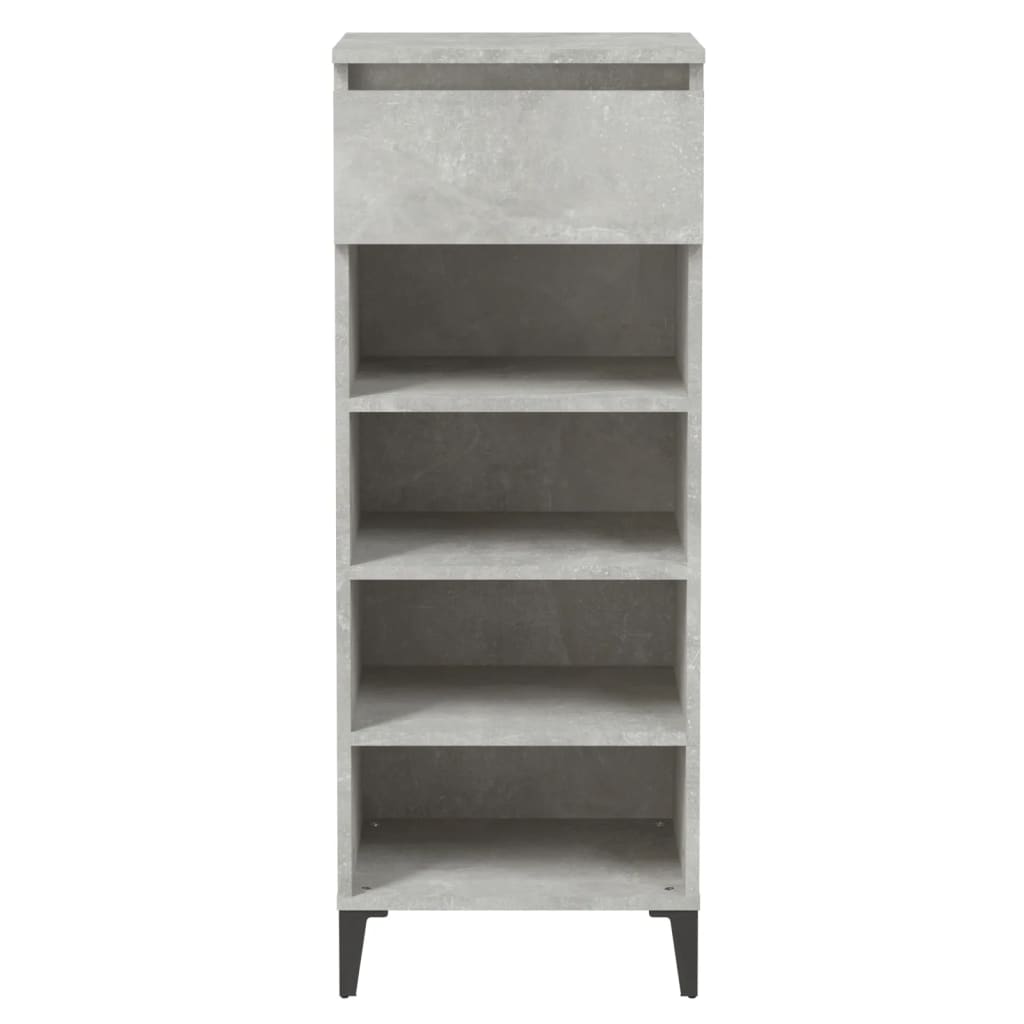Étagère à chaussures gris béton 40x36x105 cm en bois
