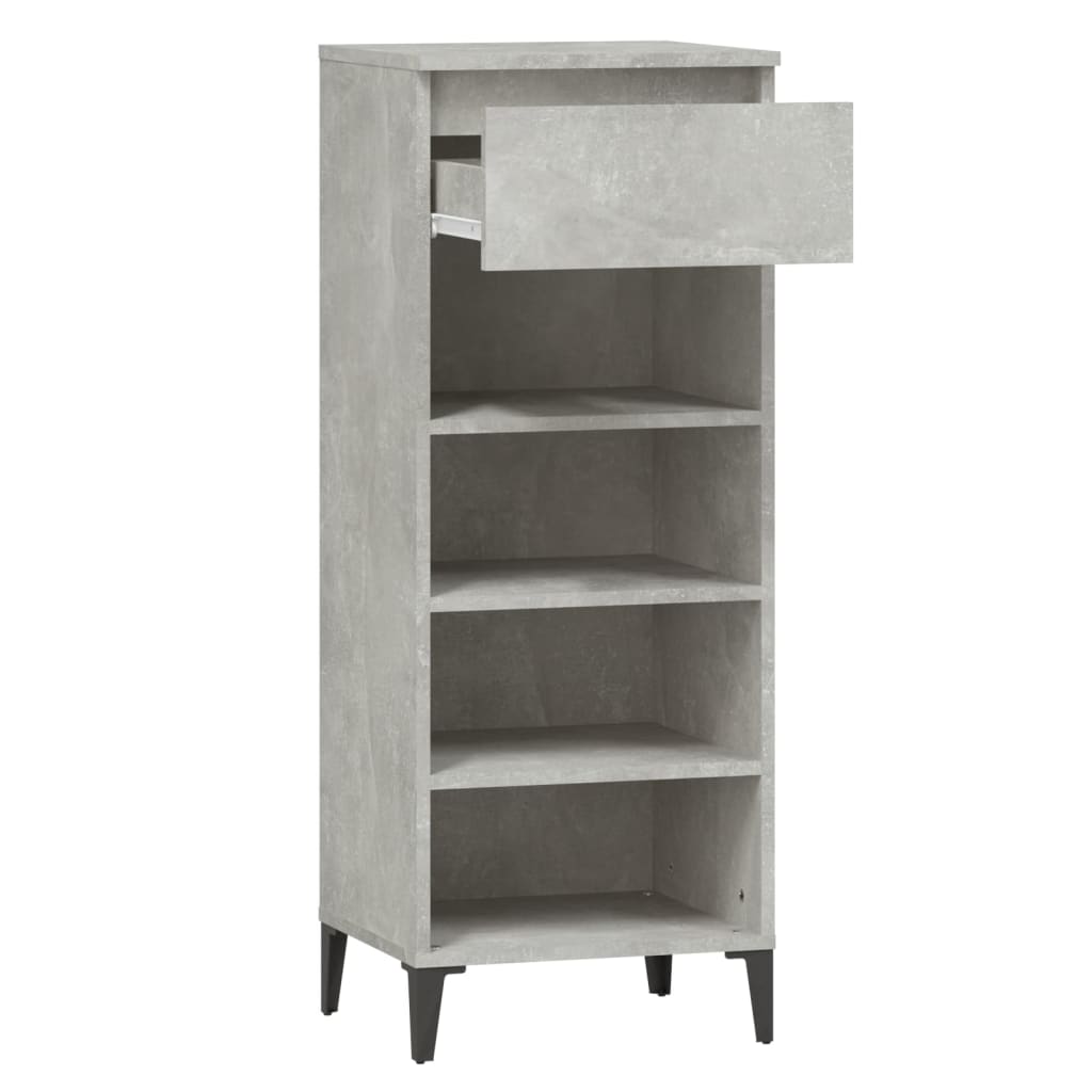 Étagère à chaussures gris béton 40x36x105 cm en bois