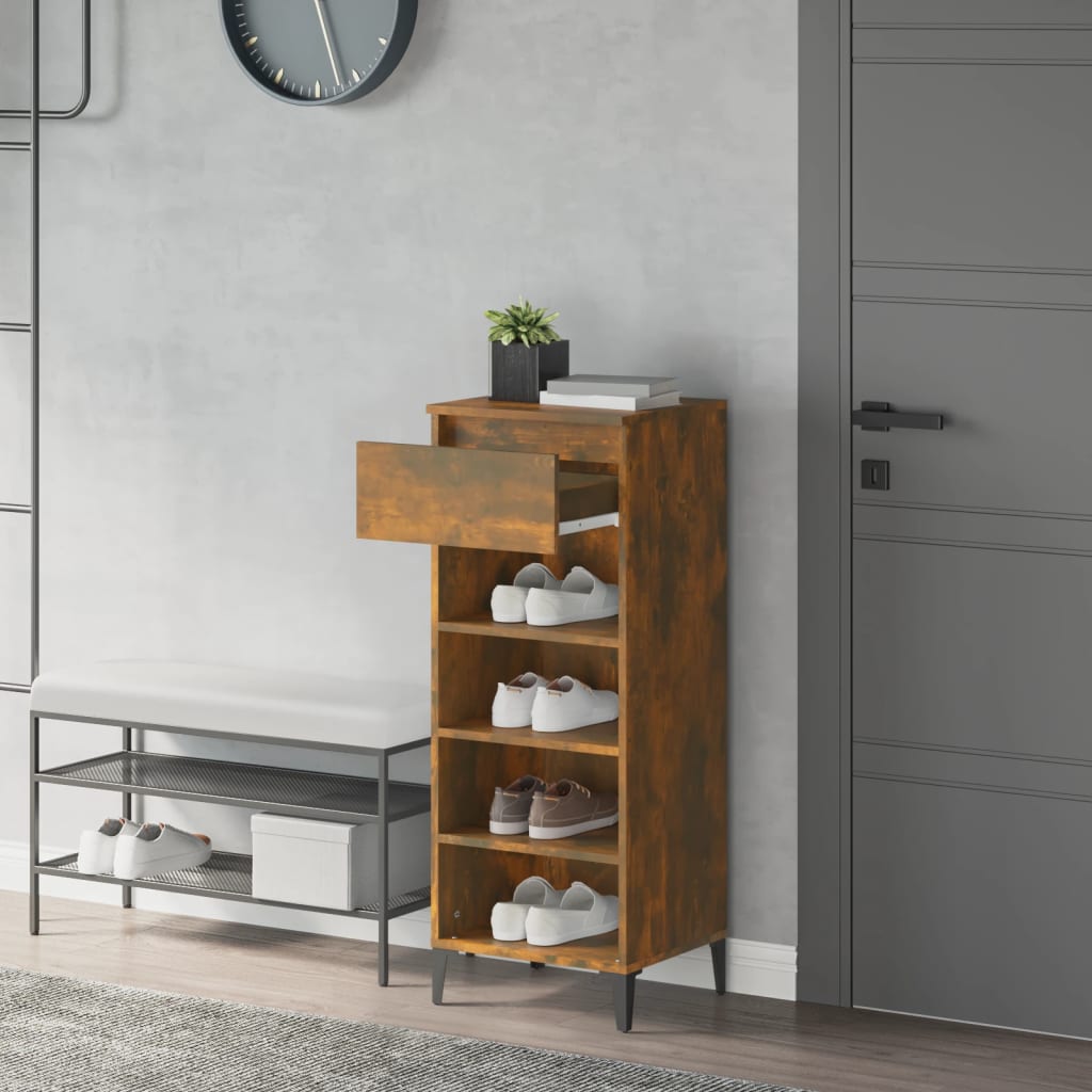 Shoe rack smoked oak 40x36x105 cm wood material