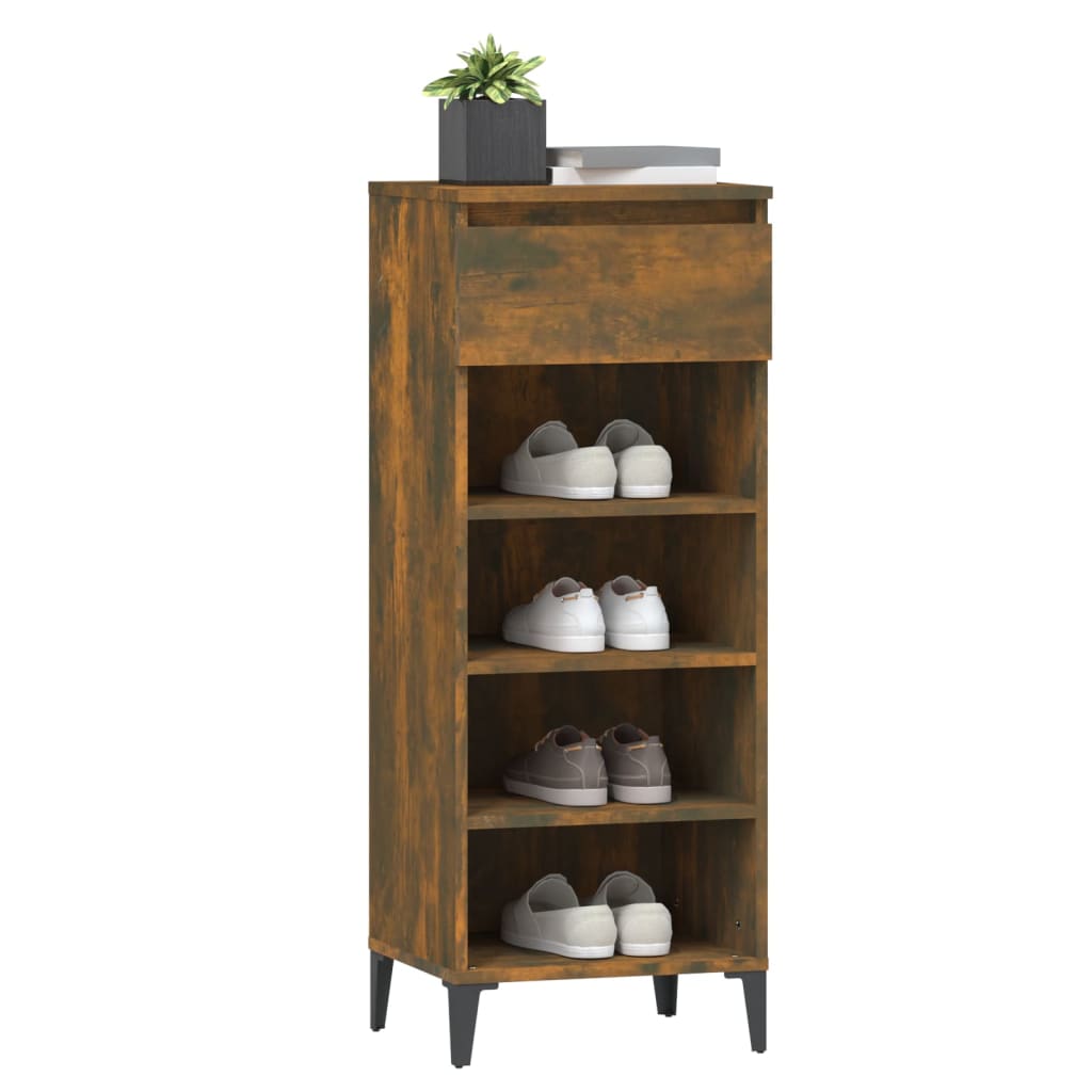 Shoe rack smoked oak 40x36x105 cm wood material
