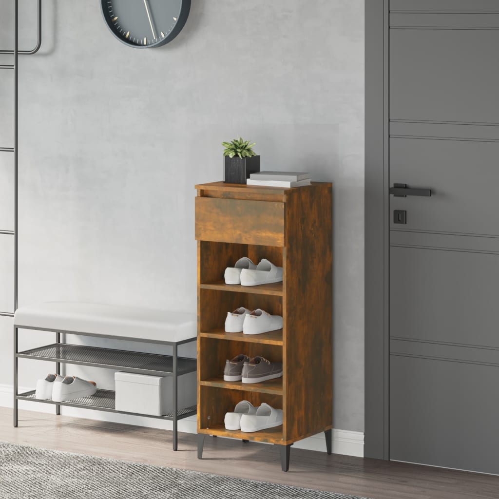 Shoe rack smoked oak 40x36x105 cm wood material