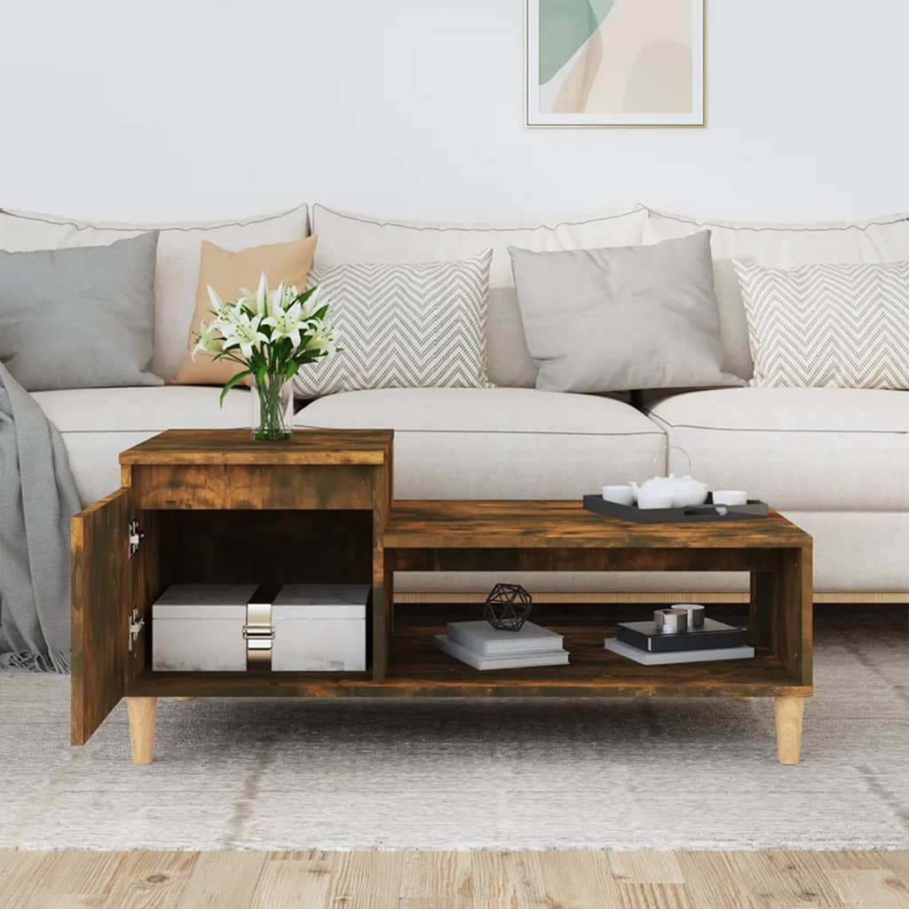 Table basse chêne fumé 100x50x45 cm en bois