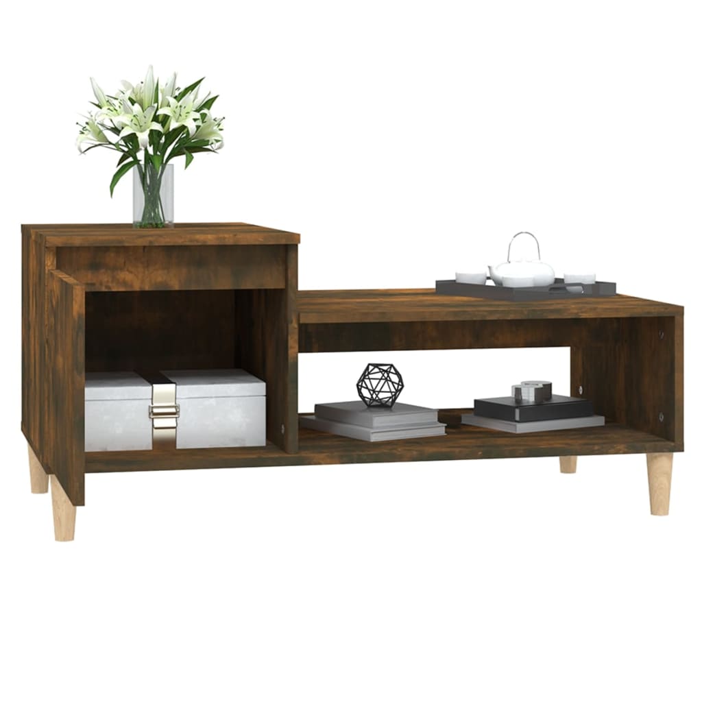 Table basse chêne fumé 100x50x45 cm en bois
