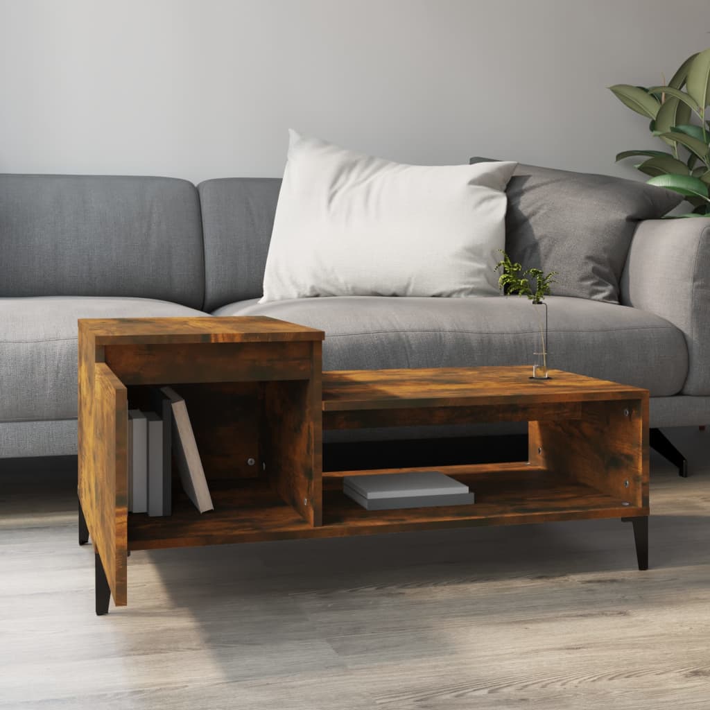 Table basse chêne fumé 100x50x45 cm en bois