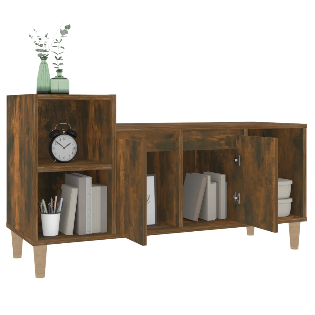Meuble TV chêne fumé 100x35x55 cm matériau bois