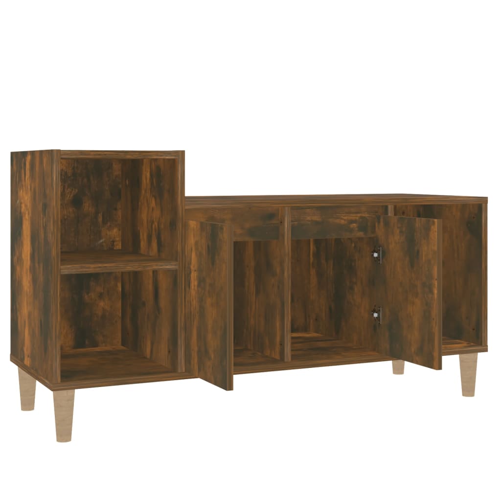 Meuble TV chêne fumé 100x35x55 cm matériau bois