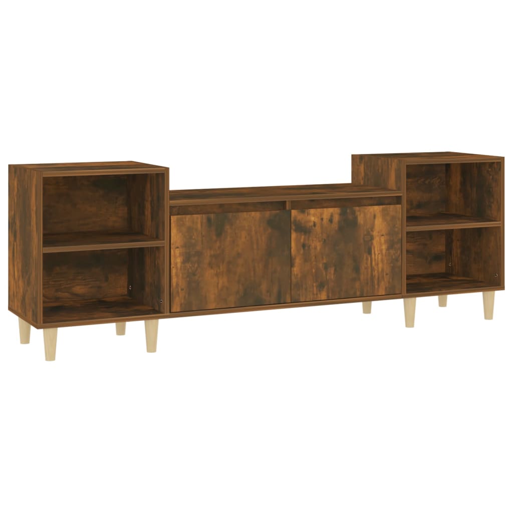 Meuble TV chêne fumé 160x35x55 cm matériau bois